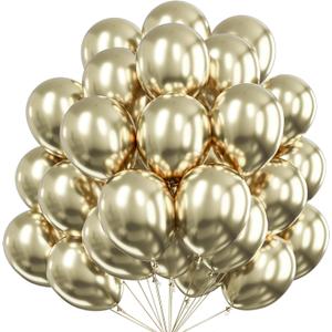 PartyWoo Metallic Gold Balloons 50pcs 12 Inch Chrome Gold Latex Helium Balloons for Birthday Graduation Baby Shower Anniversary Wedding Bachelorette Christmas New Year Party Decorations Gold-G128