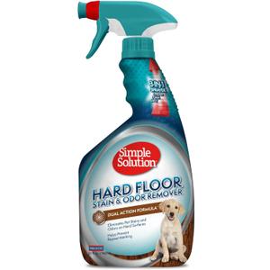 Simple Solution Hard Floor Extreme Pet Stain and Odor Eliminator Spray, Dog and Cat Enzyme Cleaner, Pro-Bacteria Cleaning Power, Strong Urine, Pee and Poop Smell Remover for Hardwood Floors, 32 oz