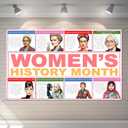 Women’s History Month Bulletin Board Decorations Photo Booth Backdrop International Women’s Day Poster Famous Women Inspirational School Classroom Office Wall Decor, 3.6ft*5.9ft