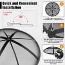 Fire Pit Spark Screen, Fire Pit Screen 36 Inch Round with Handle & Poker, Collapsible Heavy Duty Mesh Fire Pit Cover Fire Pit Lid for Outdoor/Patio/Backyard/RV Camping/Beach