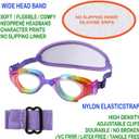 Kids Swim Goggles No Hair PullKids Goggles Fabric Strap, Swimming Goggles with Case for Children Boys Girls (1pk Fish Bungee - Purple Mermaid)