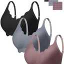 Angelhood Seamless Bras Women Soft Jelly Push Up Wireless Bra Supportive V Neck No Underwire Comfort Tshirt Bralettes M