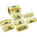 Ceiba Tree Christmas Stickers Pole Golden Ticket Stickers Roll for Kids 200Pcs Gold Foil Adhesive Stamp Vacation Labels for Holiday School Reward Party Favor Decorations