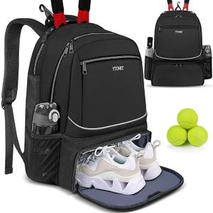 Ytonet Tennis Bag Tennis Backpack for Women Men 2 Rackets with Insulated Pocket Ventilated Shoe Compartment L