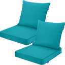Deep Seat Cushions, Outdoor Cushions, Patio Furniture Cushions, Deep Seat & Back Cushion Patio Cushions for Backyard Couch Sofa Fade Resistant (22x24x4 inches 2 Sets, Solid Aqua Green)