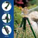 Orbit 1/2 Inch Brass Impact Sprinkler - Adjustable Metal Tripod - Long Range Lawn Watering System - 360 Degree Rotating Sprinkler - Heavy Duty Irrigation System - Adjustable 22-48 Inch Height - 58308