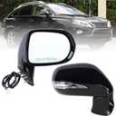 Right Passenger Side Mirror Compatible With 2013 2014 2015 Lexus RX350 RX450H With Power Folding Power Glass Heated Mirror Memory Turn Signal Puddle Light Black Replace#879100E120C0(16Pins)