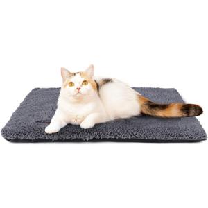 Self Warming Cat Bed Self Heating Cat Dog Mat 24 x 18 inch Extra Warm Thermal Pet Pad for Indoor Outdoor Pets with Removable Cover Non-Slip Bottom Washable Non Electric (Dark Grey)