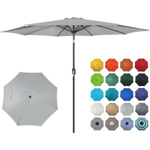 Blissun 10FT Outdoor Patio Umbrella, Outdoor Table Umbrella, Yard Umbrella, Market Umbrella with 8 Sturdy Ribs, Push Button Tilt and Crank
