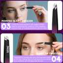 Professional Tweezers Set for Eyebrows  4PC Precision Stainless Steel Tweezers Kit with Slant, Pointed & Flat Tips  Eyebrow Hair Removal Tool for Women & Men  Eco-Friendly Paper Tube Packaging (Black-red)