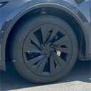 Compatible with Tesla Model Y Juniper 2025 4PCS 19-Inch Hubcaps Wheel Covers, Performance Automobile Replacement Hub Cap Full Rim Cover(Matte Black A)