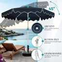 AreShark 7.5FT Outdoor Patio Umbrella with Wavy Trim (Navy)