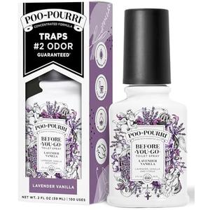 Pack Of 2 Poo-Pourri Before-You-Go Toilet Spray, Lavender Vanilla, 2 Fl Oz, Up to 100 Uses, Bathroom Odor Deodorizer with Essential Oils for Home or Work, Travel Essentials, TSA Approved Size