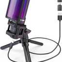 ZealSound Gaming USB Microphone for PC,RGB Condenser Computer Mic with Tripod Stand,Quick Mute,Gain Control for Gaming,Streaming,Podcasting,Recording,ASMR,Cardioid Mic Kit for Laptop/PS4/PS5/Phone