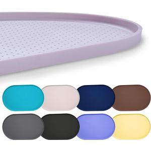 Hubulk 100% Waterproof Silicone Pet Feeding Mat with Raised Edge for Food and Water, Dog Bowl Mats, Cat Bowls Placemat with High Lip Protects Floor for Cats and Dogs (Dove, 16" L x 10" W)