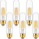 ToBeGreat T30 Light Bulbs 4 Watt Equivalent 40W Bulb E26 Tubular Bulbs T10 LED Bulb Warm White 2700K,Desk Lamp,Bedbroom Bathroom,6 Pack
