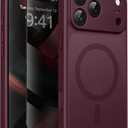 GolbinBox Magnetic for iPhone 17 Pro Case with Privacy Screen Protector, Compatible with MagSafe,[Full Camera Protection] Military Grade Matte Translucent iPhone 17 Pro Phone Cover,Wine Red