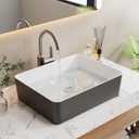 19"x15" Black & White Rectangle Ceramic Vessel Bathroom Sink, 19"D x 15"W x 5.5"H
