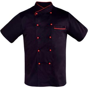 Nanxson Unisex Men' Chef Jacket Summer Short Sleeve Breathable Apparel Work wear Uniform CFM0048 (Black Red, XXXL)