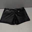 Women's Shiny Metallic Rave Booty Shorts Hot Pants Dance Bottom (US, Alpha, Large, Regular, Regular, Black)