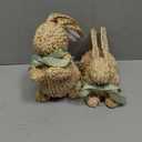 DR.DUDU Easter Decor Rattan Bunny, 2 Pack Wicker Bunnies Easter Indoor Decorations for Home Table Centerpiece, Spring & Farmhouse Woven Rabbit Decor (White With Green Accents)