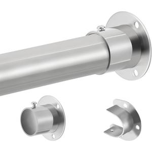 Closet Rod, 17 to 110 Inch Stainless Steel Adjustable Closet Rod,1.3 Inch Diameter Heavy Duty Closet Rods for Hanging Clothes,Silver Closet Poles for Wardrobes