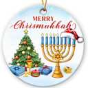 4 x Hanukkah Ornaments 2025 - Merry Chrismukkah Ornament for Christmas Tree Decorations, Gift for Friends Neighbors Mom Coworker, Spiritual Gifts for Women, Jewish Gifts