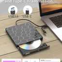8 in 1 External CD/DVD Drive,USB 3.0 and Type-C Disc Burner Player Reader Writer,Slim and Portable CD DVD +/-RW Optical Drive for PC Laptop Desktop MacBook Mac Windows Linux OS Apple