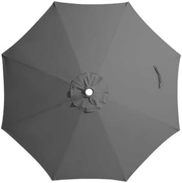 JEAREY 9 ft Patio Umbrella Replacement Canopy for 8 Ribs, Market Umbrella Replacement-Gray (Canopy Only)