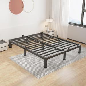 ROIL 7 inch Metal Queen Bed Frame with Rounded Corner Mattress Retainers 3500LBS Heavy Duty Steel Slats No Box Spring Needed Platform Noise-Free Easy Assemble