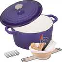Enameled Cast Iron Dutch Oven Pot with Lid, for Bread Baking, Round Bread Oven- include Sourdough Bread Baking Supplies Set, 4.5QT, Purple