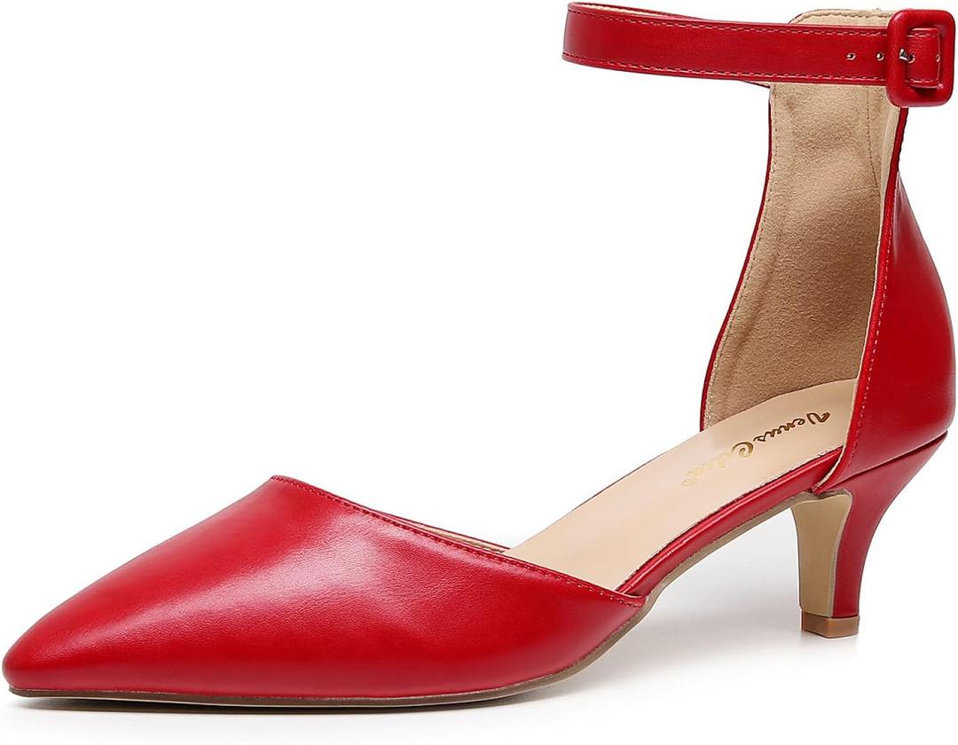 VenusCelia Women's Easy Going Strap Pump Kitten Heel Shoe 38