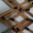 Accordion Wall Hanger, Wood Expandable Wall Mounted Hanger with 10 Hooks for Coats, Hats, Coffee Mug Ect, 3 Packs Included, 30 Pegs, Walnut Color, Retro Style