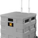 MaxWorks Collapsible Rolling Utility Cart with Lid 80 lb Capacity Folding Dolly with Telescoping Handle Heavy Duty Plastic Crate on Wheels for Shopping Office and Teachers (50876)