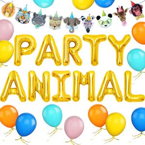 Party Animal Balloons Banner Sign for Animals Birthday Party Decoration Supplies Favors Jungle Party Supplies