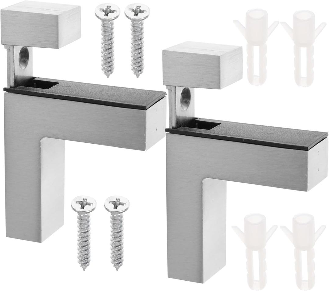 DOITOOL 2pcs Adjustable Wall Mount Glass Shelf Bracket Heavy Duty Clips for Fixed Glass Shelves Easy Installation for Bathroom Cabinets Display