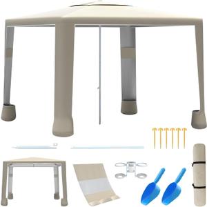 Beach Tent,8'8' Large Beach Canopy for 4-6 People,Easy Setup Beach Sun Shelter with UPF 50+ Protection,Adjustable Height & Wind Resistant Beach Cabana for Family,Party (Khaki - Solid)