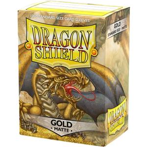 Dragon Shield | Standard Size Card Matte Sleeves | 100 CT - Smooth & Tough Premium TCG Sleeves | Compatible with Pokemon, Flesh & Blood, One Piece & Magic The Gathering | Gold - Matte