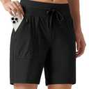 Willit Women's Shorts Hiking Athletic Shorts Quick Dry Golf Outdoor Casual 7" Shorts Lightweight UPF50+ Black L