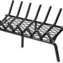 G GOOD GAIN Fireplace Grate 24" with Ember Retainer, Heavy Duty Cast Iron Indoor, Chimney Hearth Wood Stove Burning Rack Holder,1/2 Bar Fire Place Asseccories for Outdoor, Fire Pits, Camping