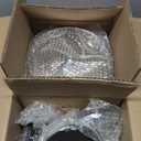 TLY 3 Pcs Silver Cake Stand Set,Round Cake Stand with Crystal Bling Pendants & Mirrored Base,Elegant Silver Dessert Table Display for Weddings Birthdays Parties