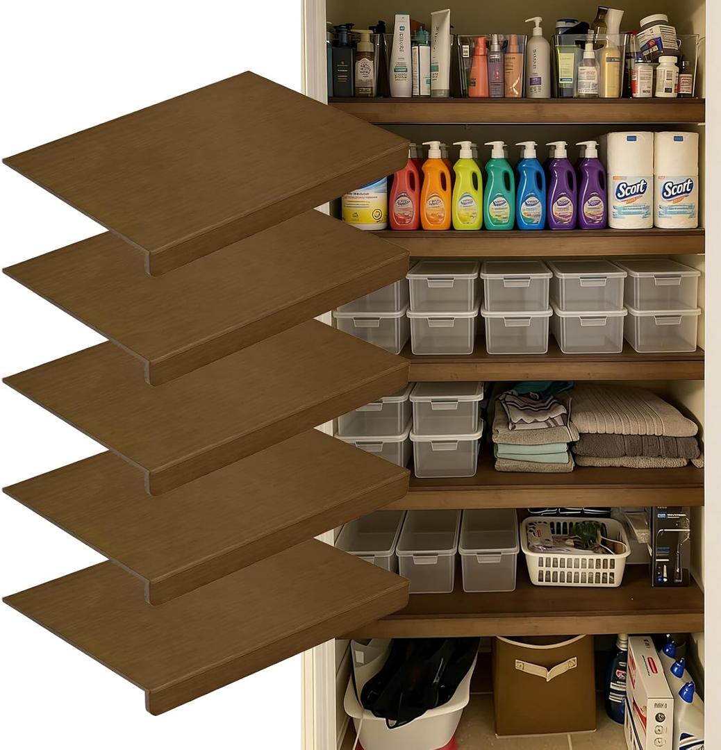 Wood 12x24 in 5-Pack Solid Wood Wire Shelf Covers, 24x12x2.5in