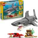 LEGO Creator Fierce Shark with a Treasure Chest Building Toy for Boys & Girls - Kids Build a Shark, Fish, or Manta Ray Animal Figure - Bedroom or Shelf Decor for Ages 8+ - 31381