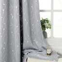BGment Room Darkening Curtains 63 Inches Long, Grommet Thermal Insulated Blackout Curtains with Wave Line and Dots Printed for Bedroom, 2 Panels, Each 52 x 63 Inch, Light Grey