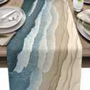 Table Runner Abstract Blue Wave Beach Table Decoration for Kitchen Ocean Modern Art Table Decoration for Indoor Outdoor Home Holiday Party Decor 13x72 inch