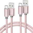 Basesailor USB Type C Charger Cable 6.6FT 2Pack,Charging Cord for Kindle Fire HD 7 2022 12th,10 9th 2019,8 10th 2020,Paperwhite 11th 2021 Generation,Samsung Galaxy A03s,A51,A52,A53,A12 A13,A32 A33,A42 (Pink)