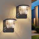 Solar Wall Lights Outdoor Waterproof, 2 Pack Metal Wall Lights + USB-C Powerd, Dusk to Dawn Solar Porch Lights Outdoor with 3 Bright Modes, for Patio, Garage, Shed, Slate Gray
