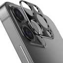 2 x 2 Packs Camera lens protector for iPhone 12 Pro Metal Alloy [No Glass Lens Cover] (Black)