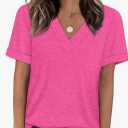 WIHOLL Womens Summer Tops Short Sleeve Basic Casual V Neck T Shirts Trendy Fashion 2026, Size: XL