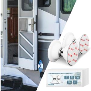 RV Door Holder Magnetic Baggage Door Catch Latch for RV, Camper, Trailer, Motor Home, Boat Compartments, Cargo (White, 2 Pack)
